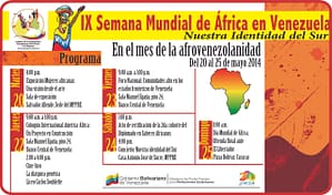 Programación IX Semana Mundial de África en Venezuela