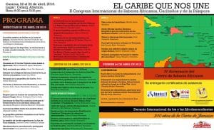 Progrmama del II Congreso Internacional de Saberes Africanos Caribeños y de la Diaspora