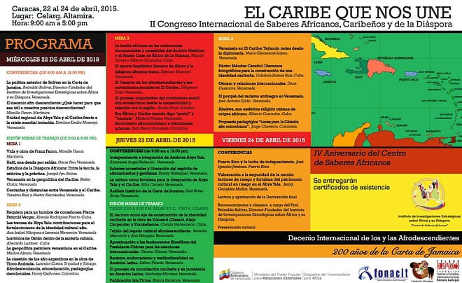 Programa del II Congreso Internacional El Caribe que nos Une